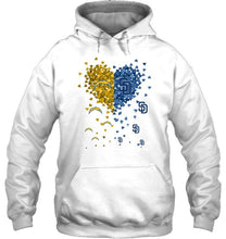 Load image into Gallery viewer, Los Angeles Chargers and San Diego Padres tiny hearts shaped fan shirt