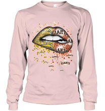 Load image into Gallery viewer, Los Angeles Chargers and San Francisco Giants glitter pattern sexy lips t shirt