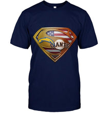 Load image into Gallery viewer, Los Angeles Chargers and San Francisco Giants superman american flag layer shirt