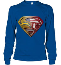 Load image into Gallery viewer, Los Angeles Chargers and Stanford Cardinal superman american flag layer shirt