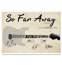 Load image into Gallery viewer, Avenged sevenfold so far away lyric guitar typography signed poster