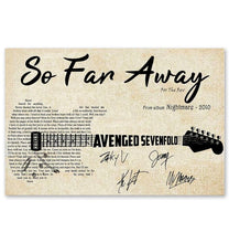 Load image into Gallery viewer, Avenged sevenfold so far away lyric guitar typography signed poster