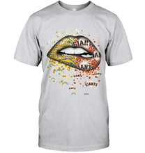 Load image into Gallery viewer, Los Angeles Chargers and San Francisco Giants glitter pattern sexy lips t shirt