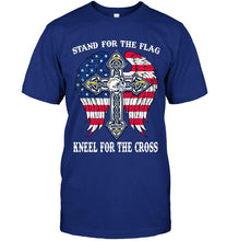 Load image into Gallery viewer, Stand for flag kneel for cross Los Angeles Chargers jesus cross american flag wings shirt