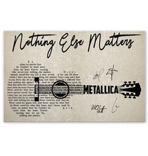 Load image into Gallery viewer, Metallica nothing else matter lyric guitar typography band member signed poster