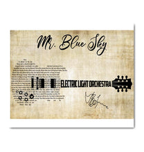 Load image into Gallery viewer, Electric Light Orchestra Mr Blue sky lyric guitar typography signed canvas