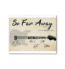 Load image into Gallery viewer, Avenged sevenfold so far away lyric guitar typography signed canvas