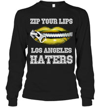 Load image into Gallery viewer, Zip your lips Los Angeles haters Los Angeles Chargers fan T Shirt