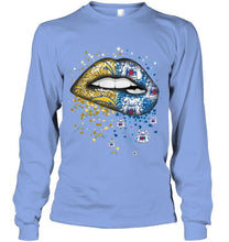 Load image into Gallery viewer, Los Angeles Chargers and Fresno State Bulldogs glitter pattern sexy lips t shirt