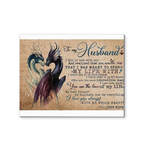 Load image into Gallery viewer, Dragon wife to husband I love you always with my whole heart canvas