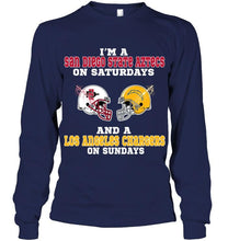 Load image into Gallery viewer, I'm San Diego State Aztecs on saturdays and Los Angeles Chargers on sundays shirt