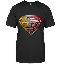 Load image into Gallery viewer, Los Angeles Chargers and San Diego State Aztecs superman american flag layer shirt