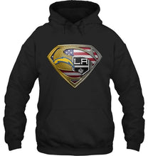 Load image into Gallery viewer, Los Angeles Chargers and Los Angeles Kings superman american flag layer shirt