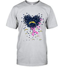 Load image into Gallery viewer, Los Angeles Chargers tiny heart love shaped br east cancer shirt