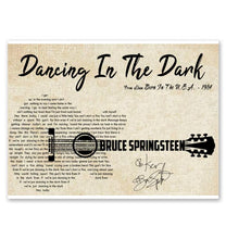 Load image into Gallery viewer, Bruce Springsteen dancing in the dark lyric guitar typography signed poster