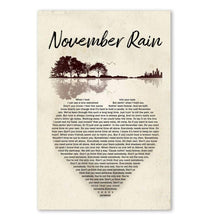 Load image into Gallery viewer, Guns N' Roses November rain lyric heart typography jungle guitar