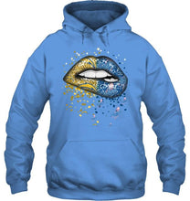 Load image into Gallery viewer, Los Angeles Chargers and Los Angeles Dodgers glitter pattern sexy lips t shirt
