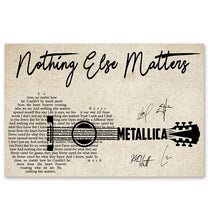 Load image into Gallery viewer, Metallica Nothing else matter lyric guitar typography signed poster
