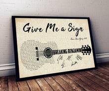 Load image into Gallery viewer, breaking benjamin give me a sign lyric guitar typography signed poster canvas