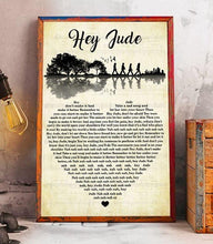 Load image into Gallery viewer, Hey Jude the beatles lyric heart typography guitar jungle poster canvas