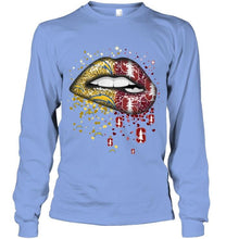 Load image into Gallery viewer, Los Angeles Chargers and Stanford Cardinal glitter pattern sexy lips t shirt
