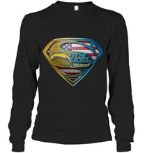 Load image into Gallery viewer, Los Angeles Chargers and UCLA Bruins superman american flag layer shirt