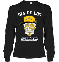 Load image into Gallery viewer, Dia de los Los Angeles Chargers sugar skull poco loco shirt