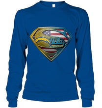 Load image into Gallery viewer, Los Angeles Chargers and UCLA Bruins superman american flag layer shirt
