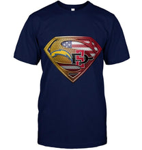 Load image into Gallery viewer, Los Angeles Chargers and San Diego State Aztecs superman american flag layer shirt