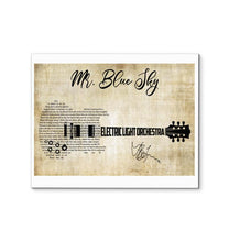 Load image into Gallery viewer, Mr Blue Sky guitar typography Electric Light Orchestra canvas