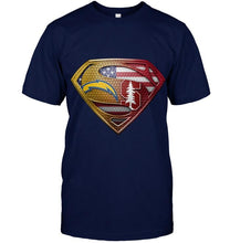 Load image into Gallery viewer, Los Angeles Chargers and Stanford Cardinal superman american flag layer shirt