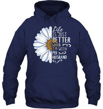 Load image into Gallery viewer, Life is just better when I'm with my husband daisy Black T Shirt