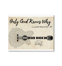 Load image into Gallery viewer, Kid Rock Only god knows why lyric guitar typography signed canvas