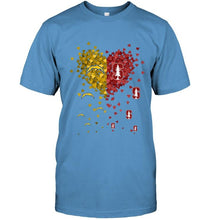 Load image into Gallery viewer, Los Angeles Chargers and Stanford Cardinal tiny hearts shaped fan shirt