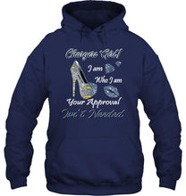 Load image into Gallery viewer, Los Angeles Chargers girl i am who i am your approval isn't needed high heel lips diamond glitter pattern t shirt