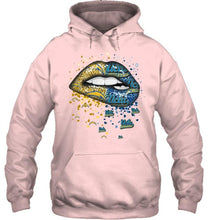 Load image into Gallery viewer, Los Angeles Chargers and UCLA Bruins glitter pattern sexy lips t shirt