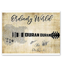 Load image into Gallery viewer, Duran Duran Ordinary world lyric guitar typography signed poster