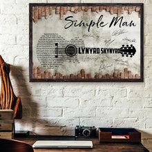 Load image into Gallery viewer, Lynyrd Skynyrd Simple Man Lyric guitar typography on brick wall poster canvas