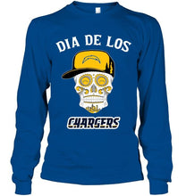 Load image into Gallery viewer, Dia de los Los Angeles Chargers sugar skull poco loco shirt