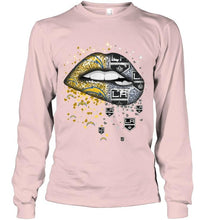 Load image into Gallery viewer, Los Angeles Chargers and Los Angeles Kings glitter pattern sexy lips t shirt