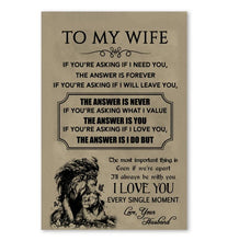 Load image into Gallery viewer, Husband to wife asking if I need you Forever Love you every single moment poster