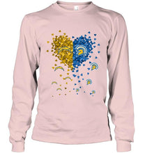 Load image into Gallery viewer, Los Angeles Chargers and San Jose State Spartans tiny hearts shaped fan shirt
