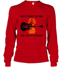 Load image into Gallery viewer, Here comes the sun and i say it's alright the beatles hippie jungle guitar shirt