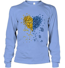 Load image into Gallery viewer, Los Angeles Chargers and San Diego Padres tiny hearts shaped fan shirt