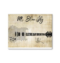 Load image into Gallery viewer, Mr Blue Sky guitar typography Electric Light Orchestra canvas