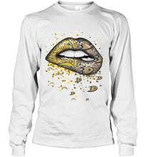 Load image into Gallery viewer, Los Angeles Chargers and Anaheim Ducks glitter pattern sexy lips t shirt
