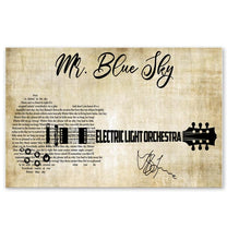 Load image into Gallery viewer, Mr Blue Sky guitar typography Electric Light Orchestra poster