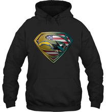 Load image into Gallery viewer, Los Angeles Chargers and San Jose Sharks superman american flag layer shirt