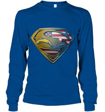 Load image into Gallery viewer, Los Angeles Chargers and Los Angeles Dodgers superman american flag layer shirt