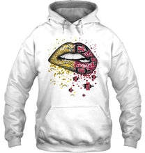 Load image into Gallery viewer, Los Angeles Chargers and San Diego State Aztecs glitter pattern sexy lips t shirt